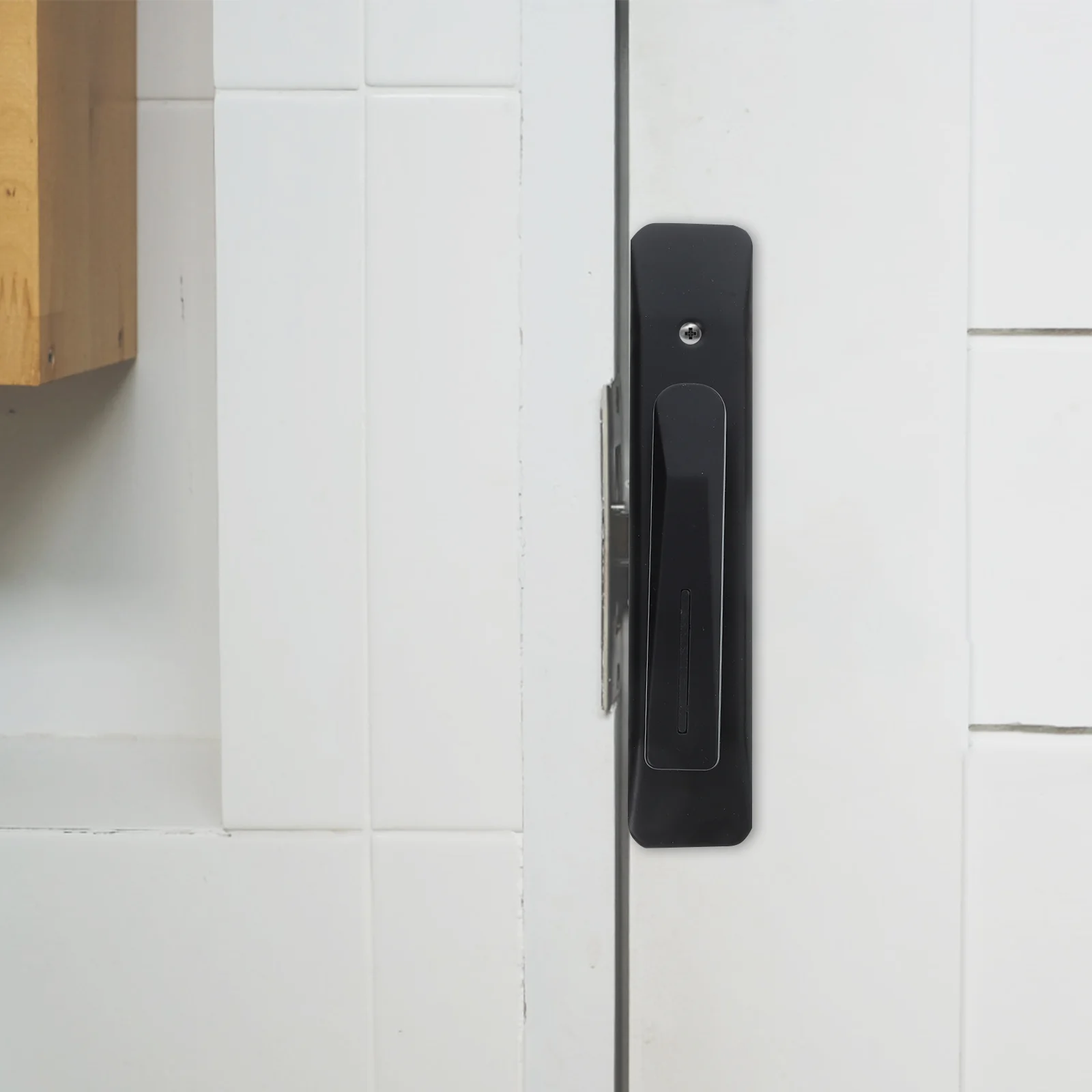 

Bathroom Lock Handle Black Iron Reversible Keyless Interior Door Knob Heavy Duty Lever Lock For Bathroom Toilet Washroom Slide