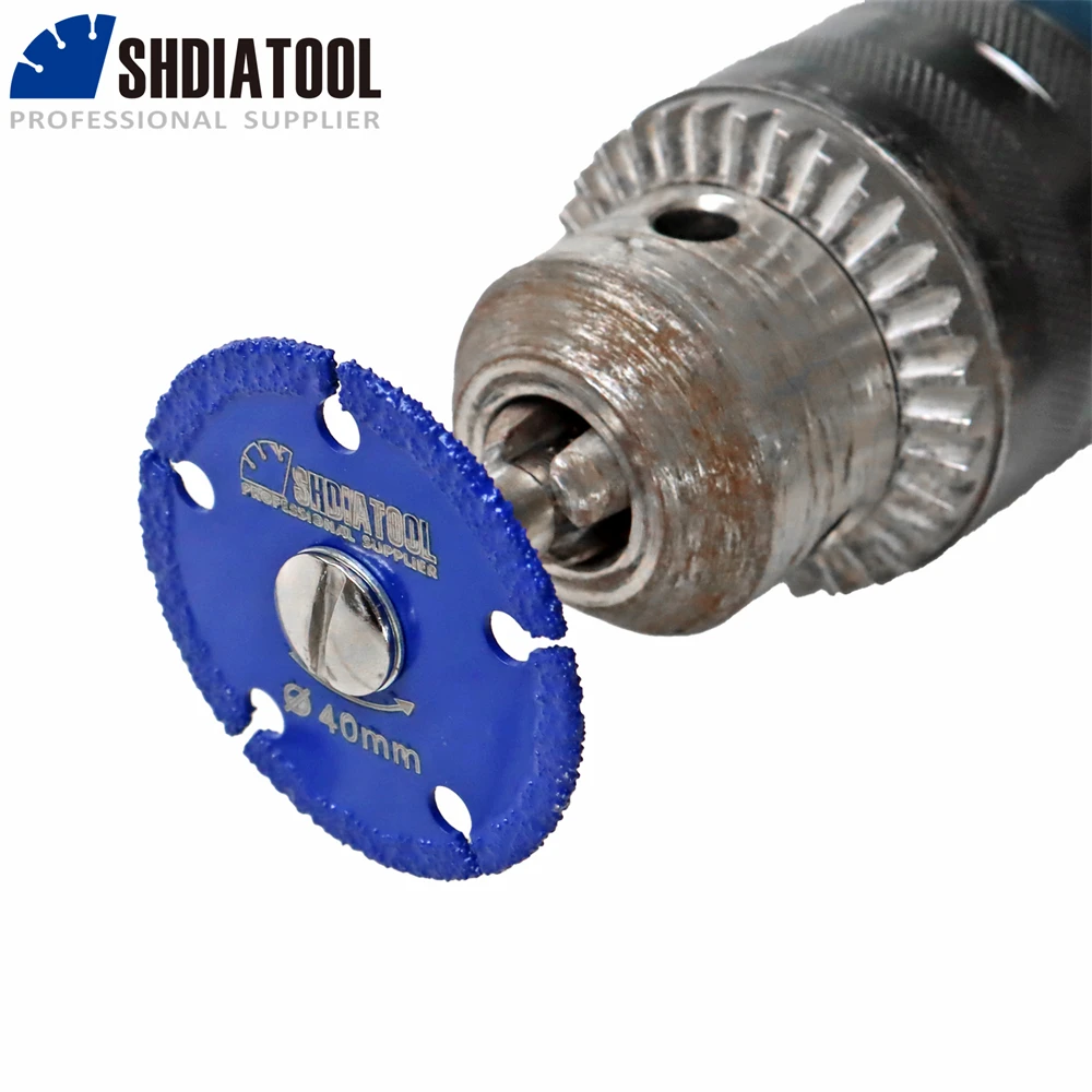 SHDIATOOL 30/40/50mm con Set di gambo tondo da 6mm disco per lama da taglio in metallo diamantato brasato sottovuoto per tondo per cemento armato in acciaio inossidabile
