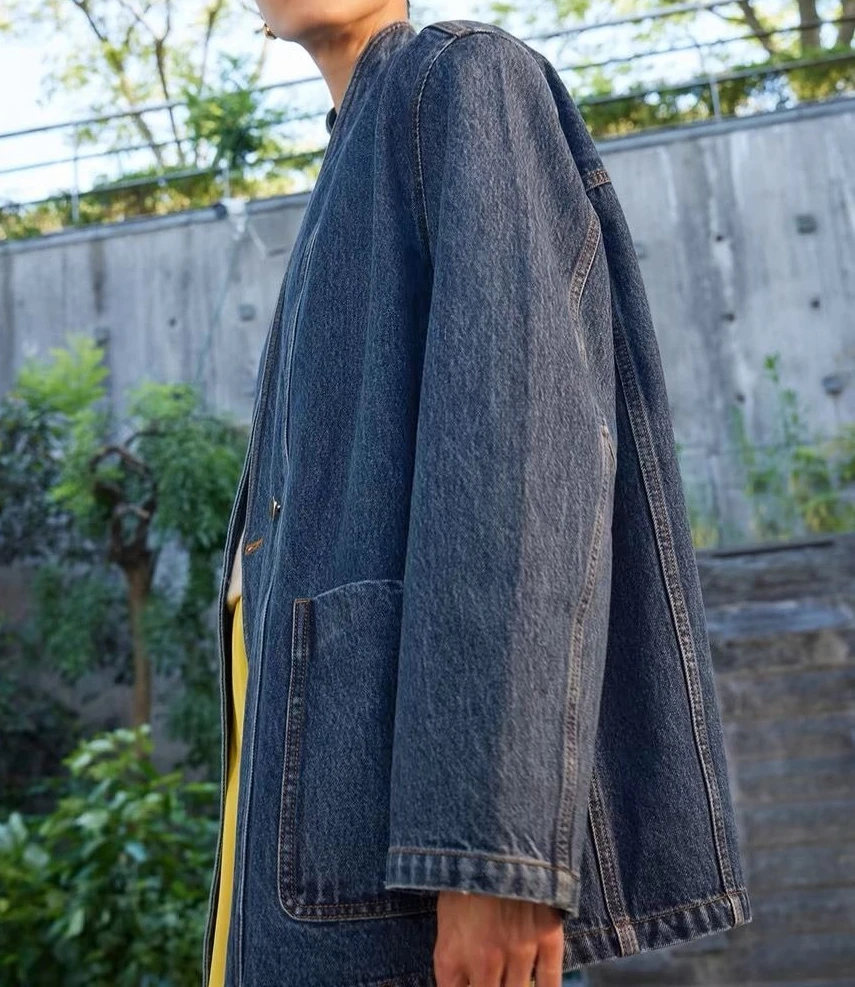 Early Autumn New Vintage Wide-sleeved Double-button Stand-up Collar Jacket Coat