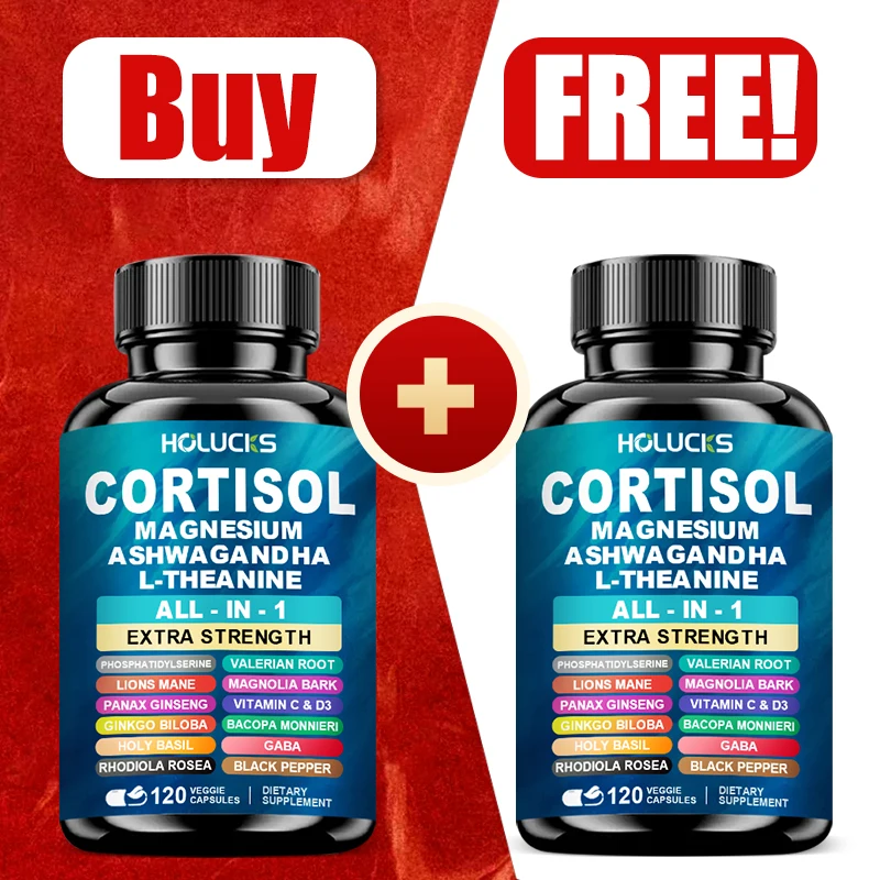 Buy 1 Get 1 Free! Premium Cortisol Capsules, Support Balances Hormones, Reduces Hot Flashes & Promotes Restful Sleep, Non-GMO