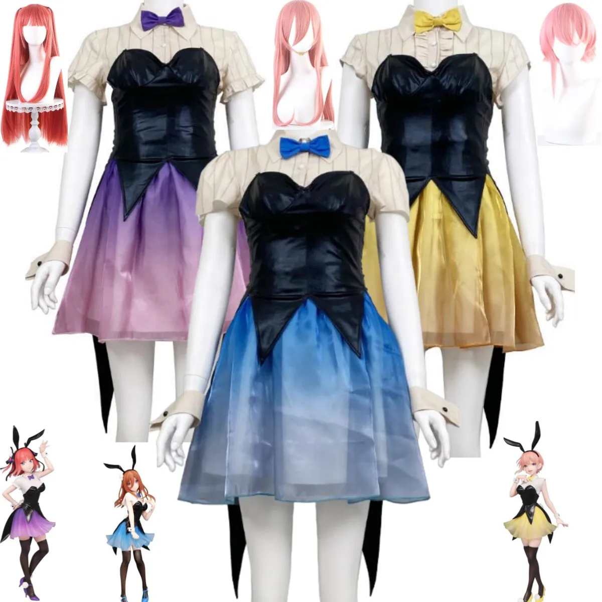 Anime The Quintessential Quintuplets Nakano Ichika Miku Nino Cosplay Costume Wig Bunny Girl Dress Woman Sexy Carnival Suit