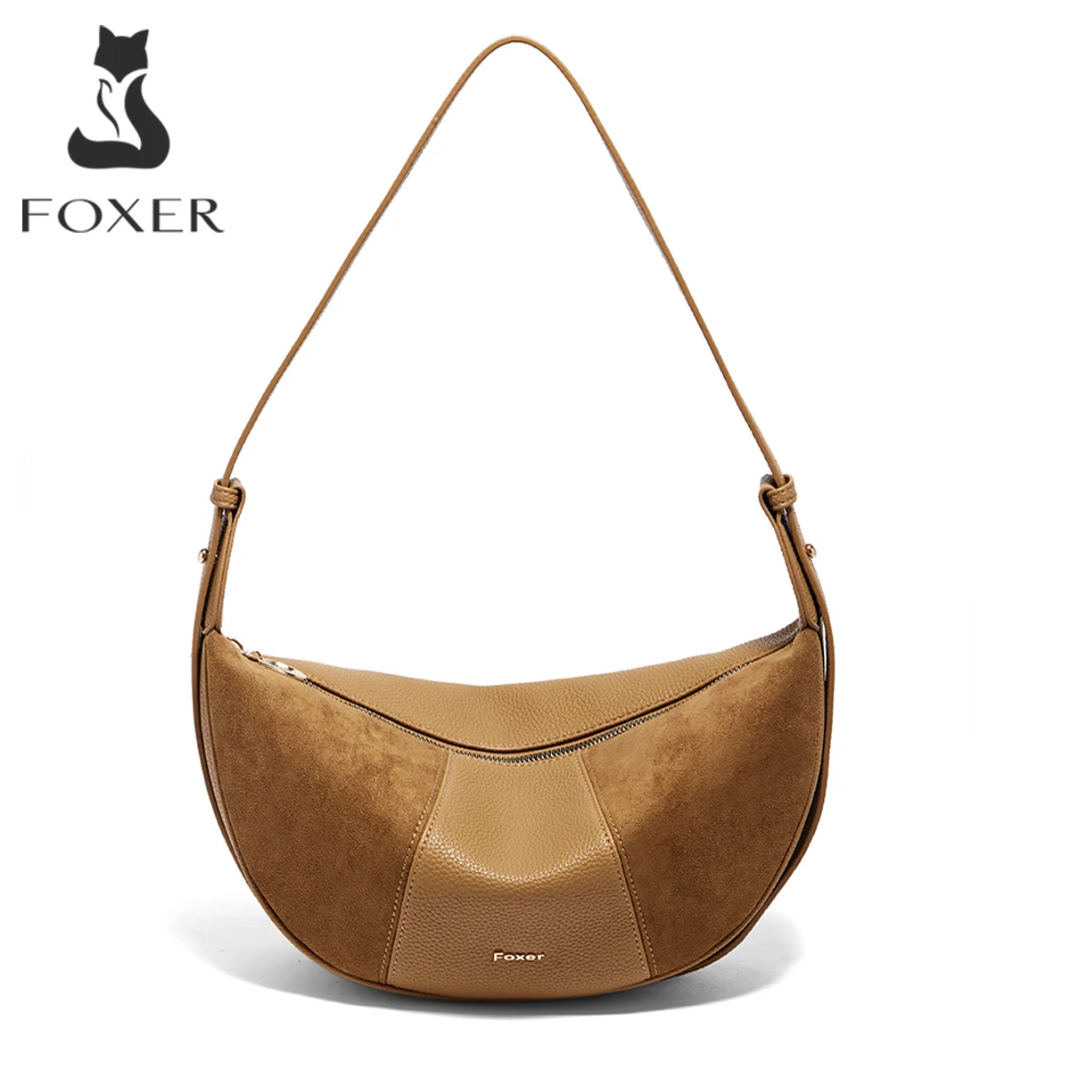 

FOXER Women's Crescent Bag Artificial Leather Hobo Bag Casual Ladies Shoulder Crossbody Bag for Daily Use