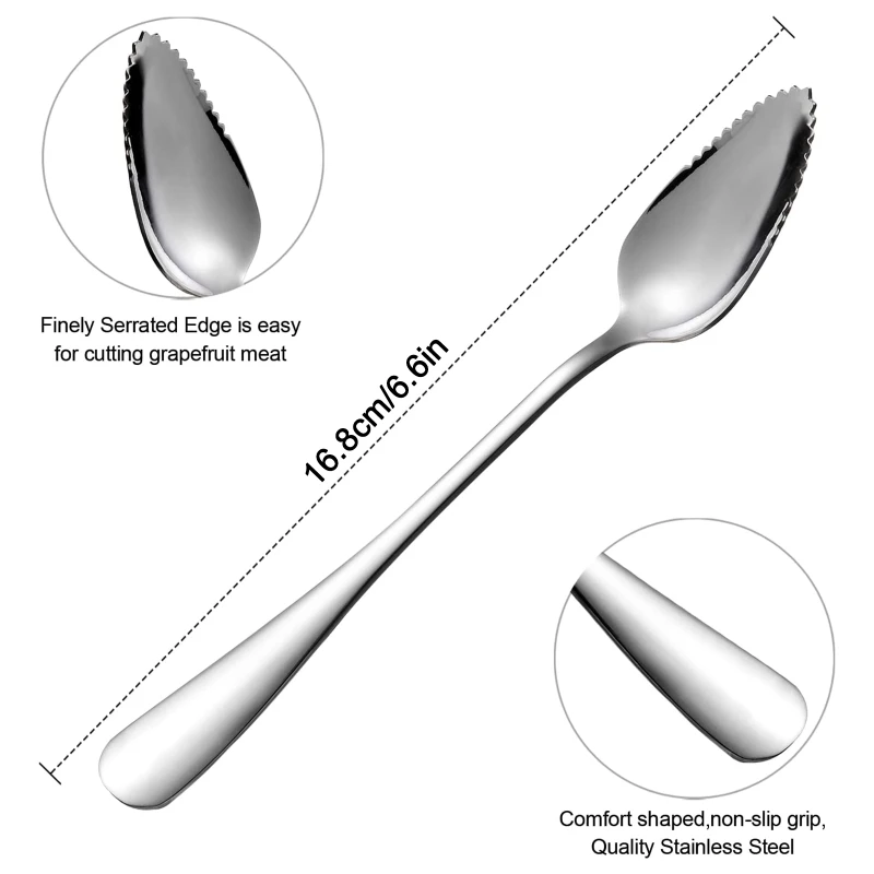 304 Stainless Steel Fruit Scraping Mud Spoons Baby Food Supplement Fruit Spoons with Serrated Baby Scraping Fruit Mud Spoons