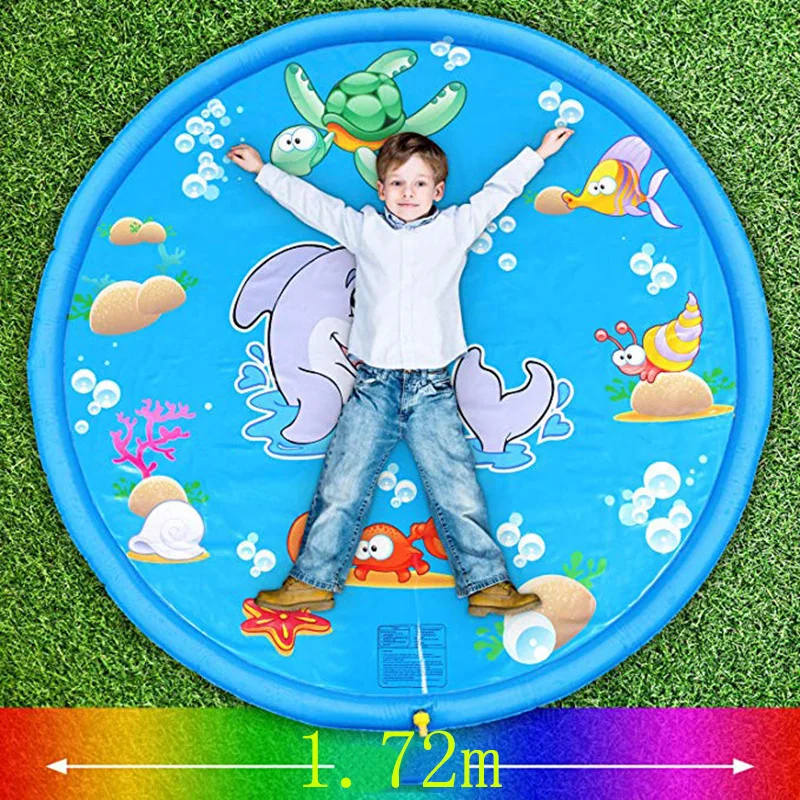 Kids Summer Play Spray Water Mat Giant Cartoon Inflatable Toys Beach Garden Outdoor Game Lawn Swimming Pool Mat Boys Girl Toys