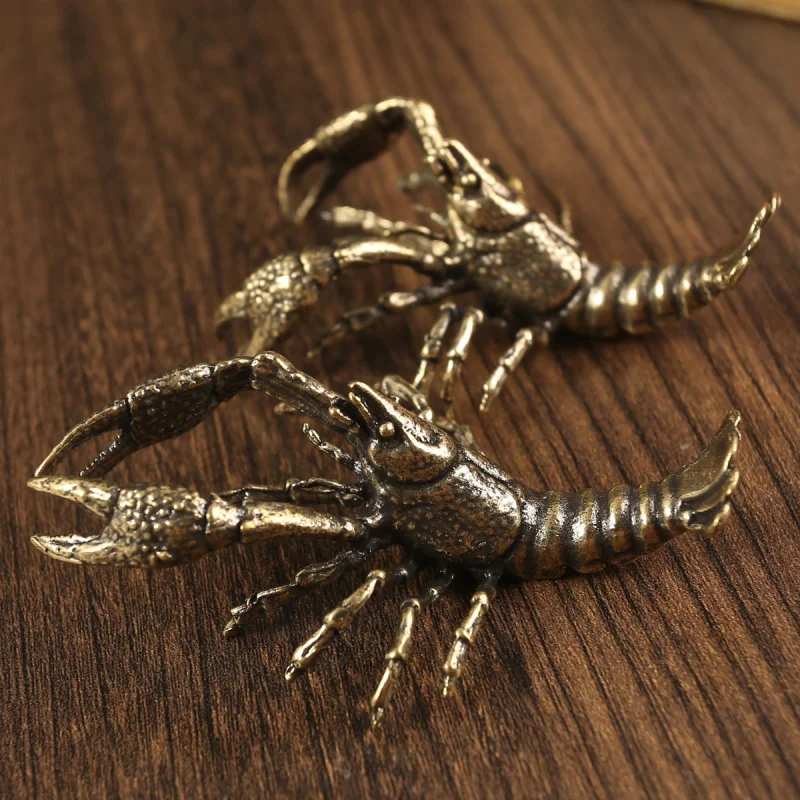 

1Pc Brass Lobster Small Ornaments Office Tea Table Men's Tea Ornaments Handheld Artsy Object Collection Pure Copper Crafts