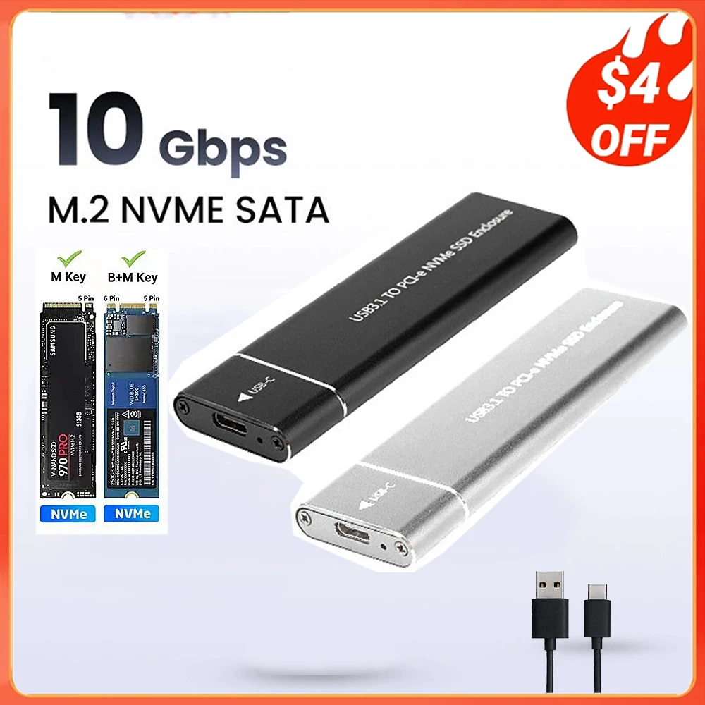 Casing M2 SSD USB3.1 M.2 SATA SSD, kotak penutup M.2 ke USB Tipe C 3.1 SSD adaptor logam padat eksternal Hard Disk Laptop ponsel