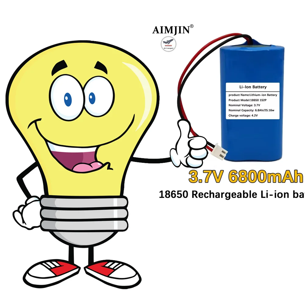 1S2P 6800mAh 18650 Batterie Au Lithium 3.7V, BMS Intégré, Pour Ventilateur/haut-parleur/lumière LED De Pêche Basse (XH2.54-2P)