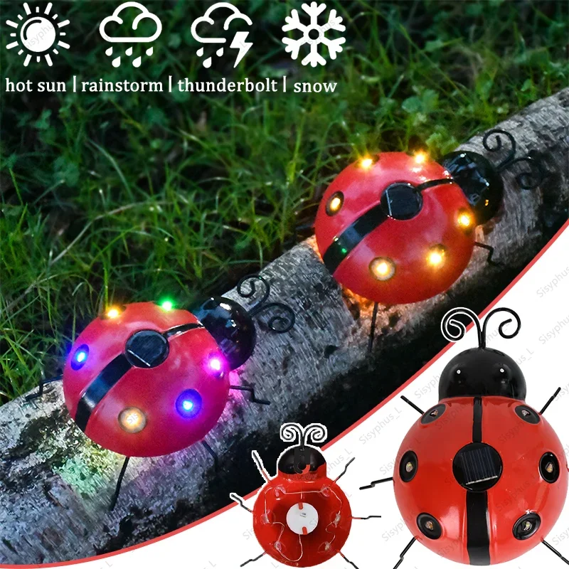 

НОВАЯ солнечная лампа с божьей коровкой, уличная IP65, водонепроницаемая, антикоррозийная, светодиодная, на солнечной энергии, для сада, газона, дерева, пейзажного декора
