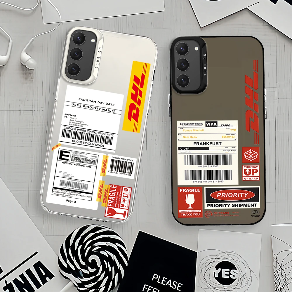 Hot Trend Barcode Label D-DHL-S For Samsung Galaxy A 15 54 55 S23 S24 S25 4G 5G Ultra Plus Fe Laser Cover IMD Phone Case