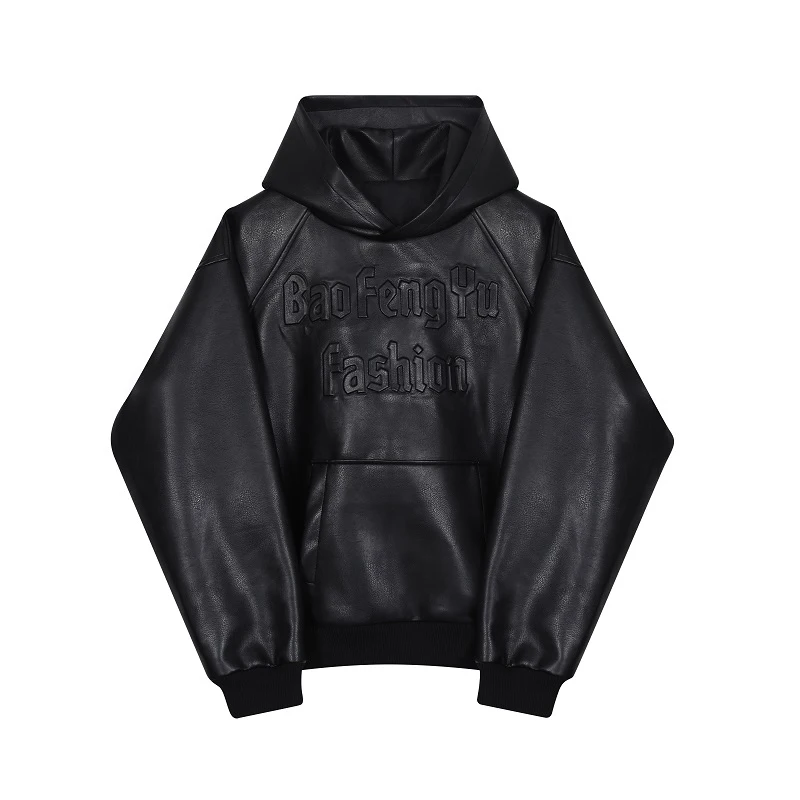 IEFB Winter Fashion Embossed Letter Men\'s Hooded Pullover 2023 Solid Color Darkwear Solid Color Male Pocket Casual 9A6481