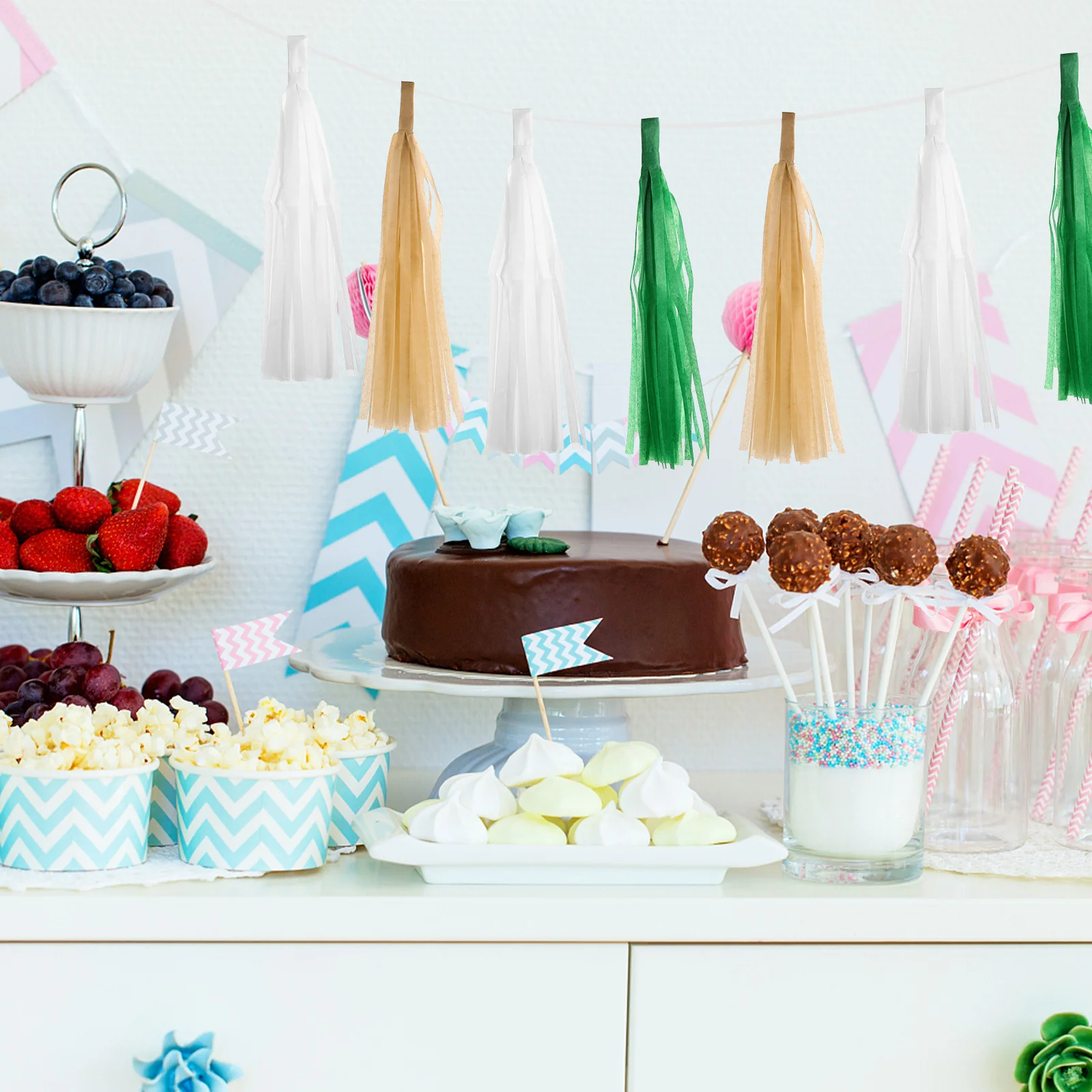 30 قطعة من لافتة الورق شرابة العلم سلسلة اكاليل الطفل حفلة الأنسجة شرابات عيد ميلاد الديكور #2