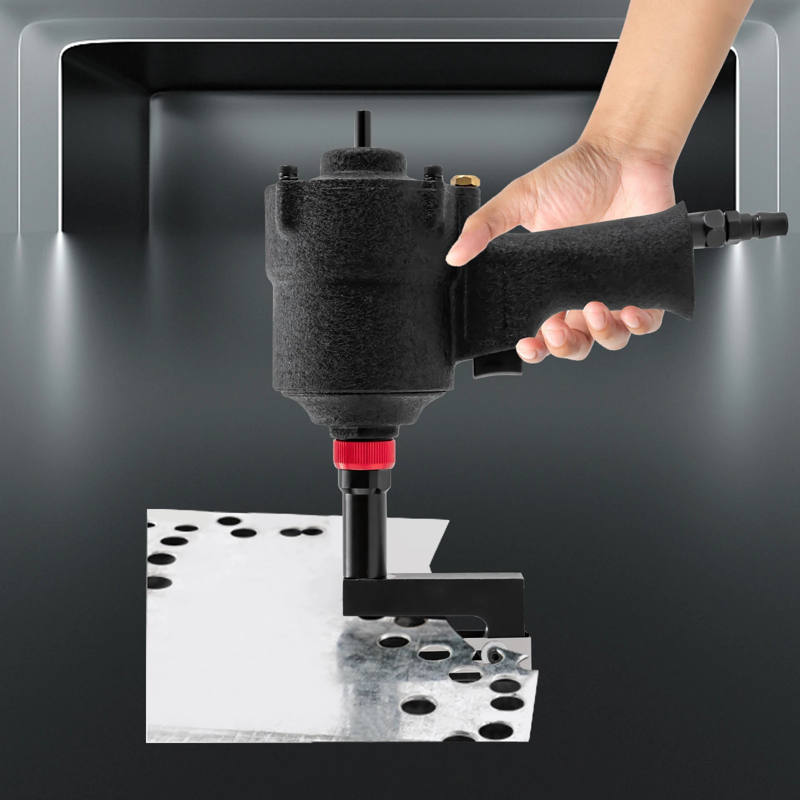 8 มม./0.31 นิ้วเครื่องเจาะรูแบบใช้ลมด้วยตนเองเครื่องมือเจาะรูโลหะอากาศโลหะแผ่นอุตสาหกรรม