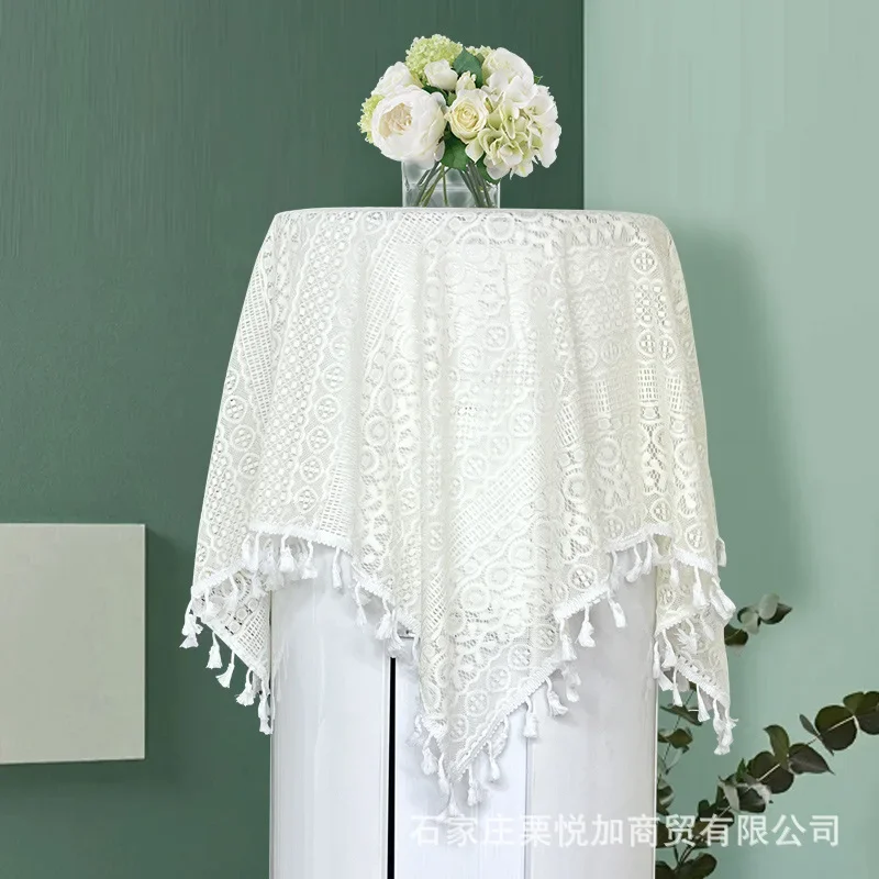 Vertical Cylinder Ac Dust Cover Multi Function Lace Decor Mat Bedside Cabinet Round Table Anti Dust Sheer Embroidered Home Cloth