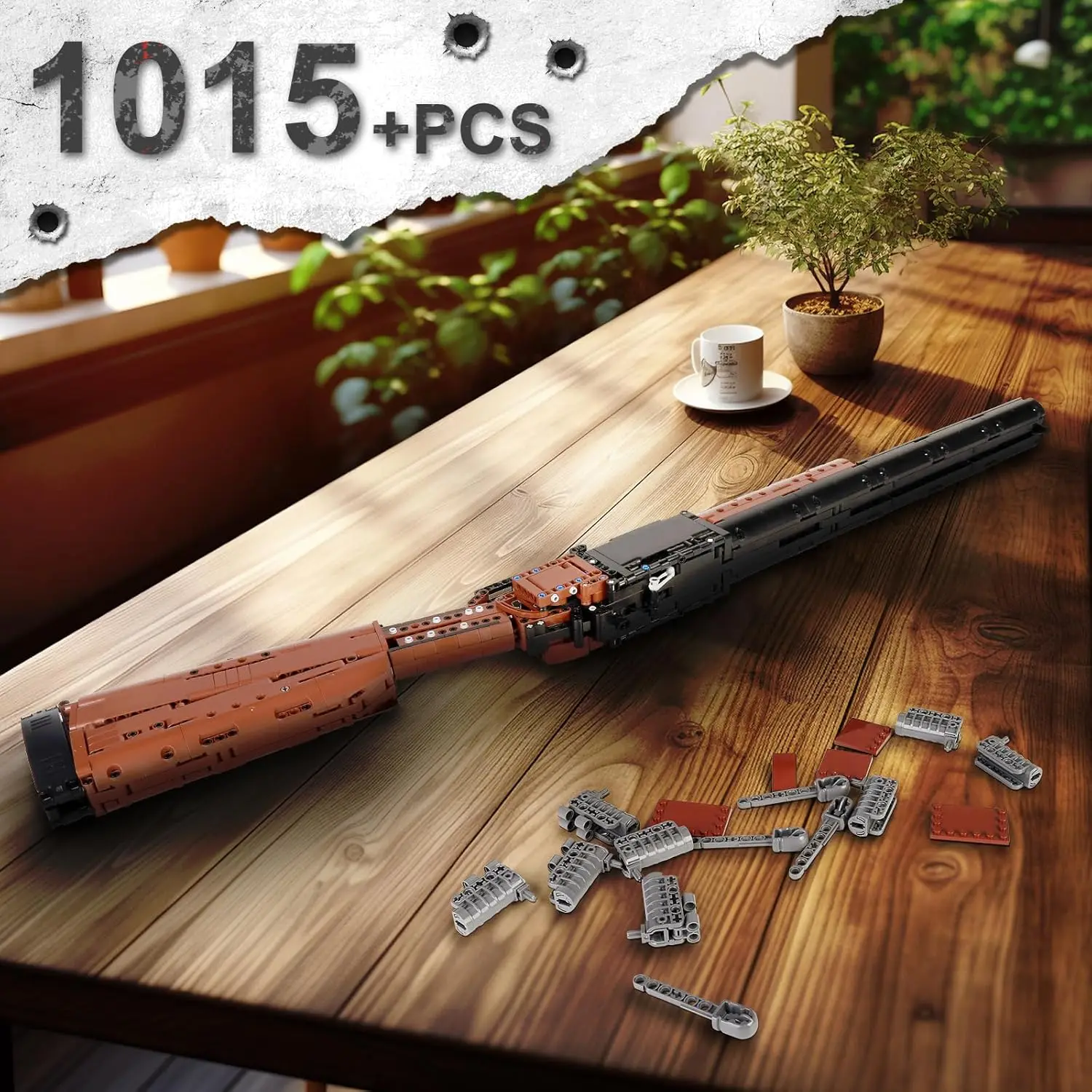 몰드 킹 14016 1015개 부품 더블 배럴 샷건 조립 키트, 성인 및 청소년 수집가를 위한 사실적인 디스플레이 모델