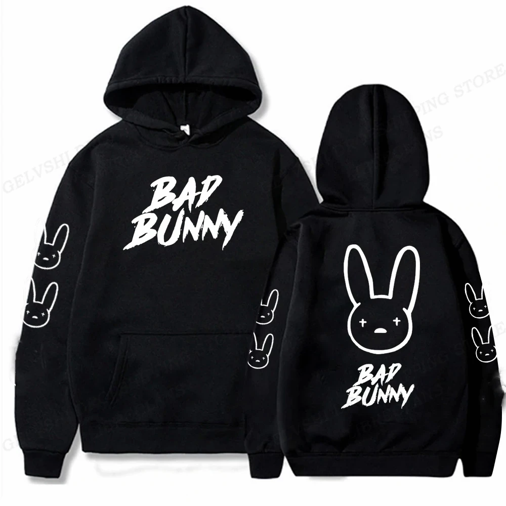 Men Fashion Hoodie Women Sweats Men\'s Hoodies Hip Hop Rabbit Sweatshirt Boy Coats Men\'s Clothing Rapper Bad Bunny Hoodie