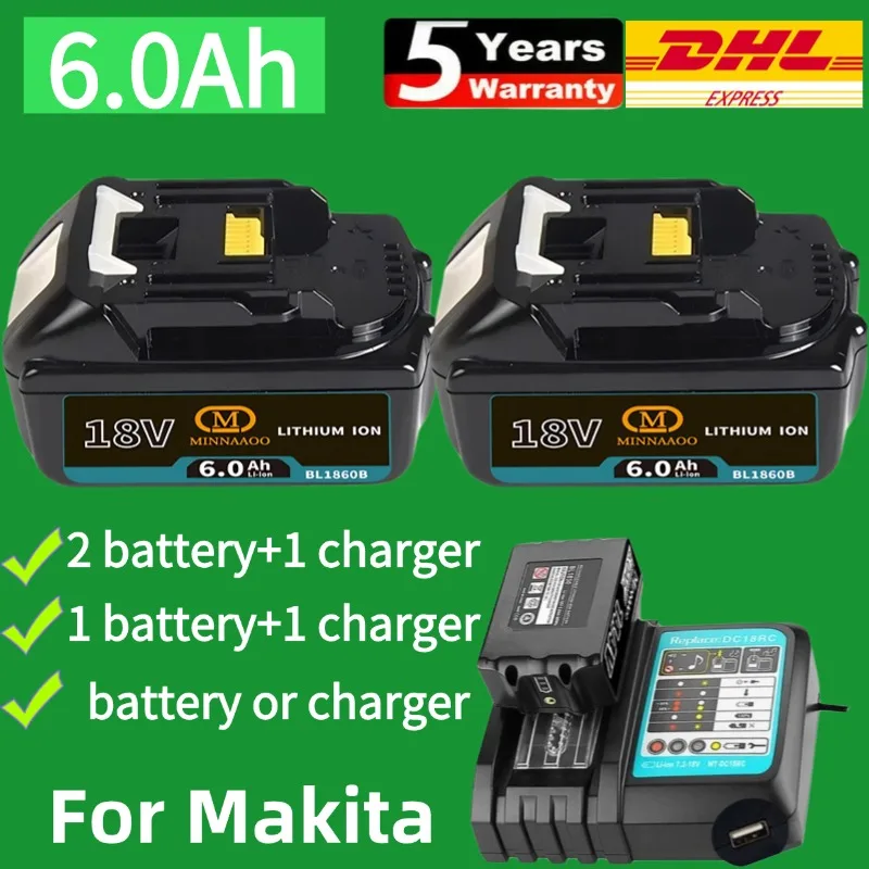 

Оригинальный аккумулятор Makita 18 В, 6,0 Ач, сменный светодиод, замена электроинструмента BL1860 BL1850 BL1830 LXT