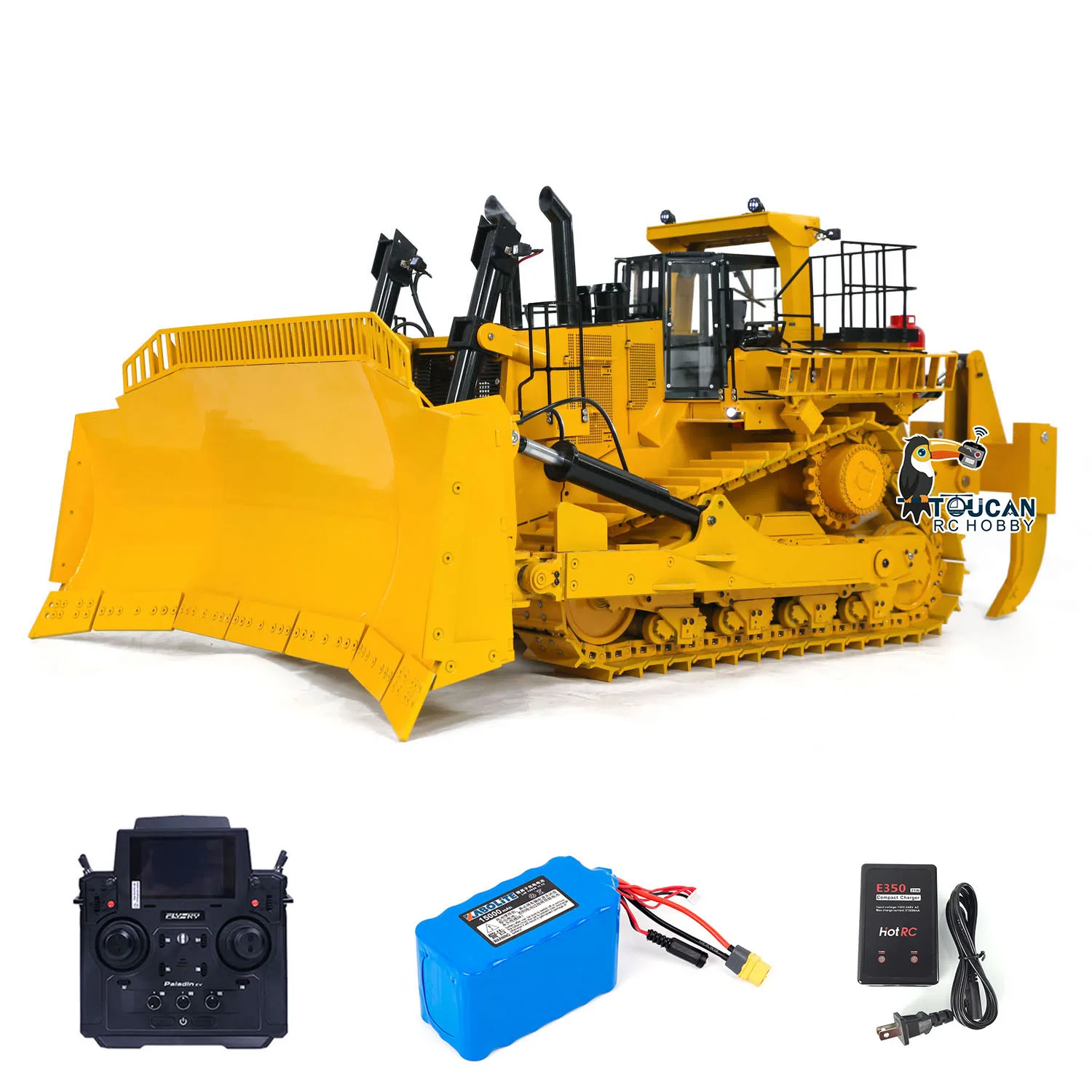 D11T 1/10 Giant Hydraulic RC Bulldozer Heavy Duty PL18EV Radio Control Dozers Cars Truck Light Sound Smoke Unit Toy Model Gifts