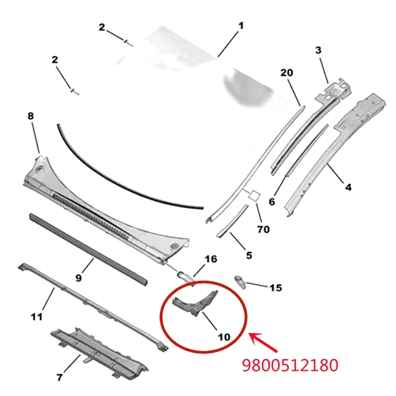 ABTD-For  3008 Sponge Foam Windshield Front Foam Rain Collector Sponge 8251GY 8251GZ 9800512080 9800512180