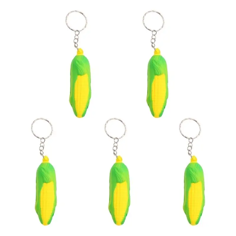 A52E 5Pcs Miniature Fruit Design Squeeze Stress Relief Keychain Soft And Bouncy PU Toy Stress Reliever For Kids Adult Gift