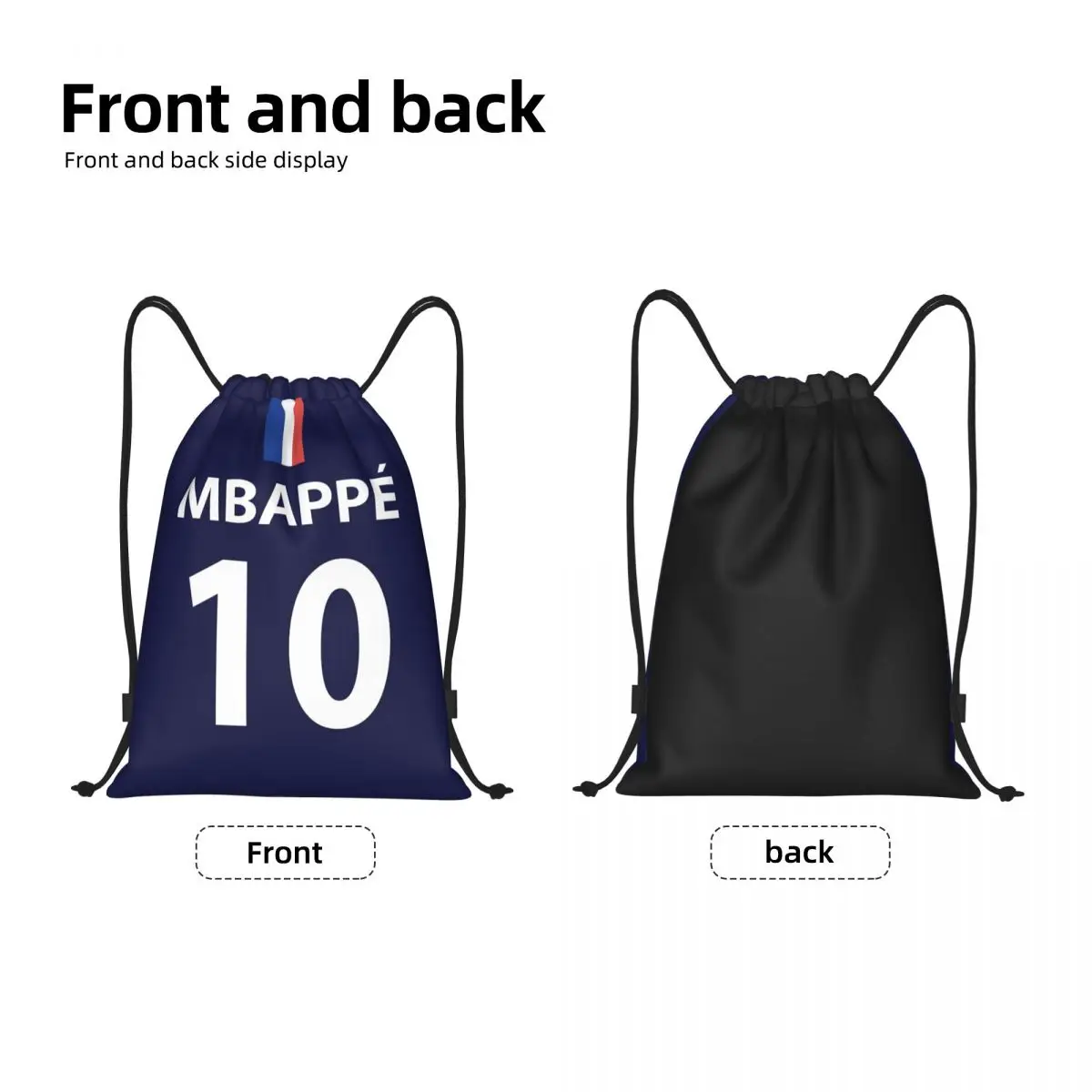 KM Mbappes-Bolsa de fútbol con cordón para hombre y mujer, Mochila deportiva plegable para gimnasio, mochila de almacenamiento para entrenamiento de fútbol con bandera francesa