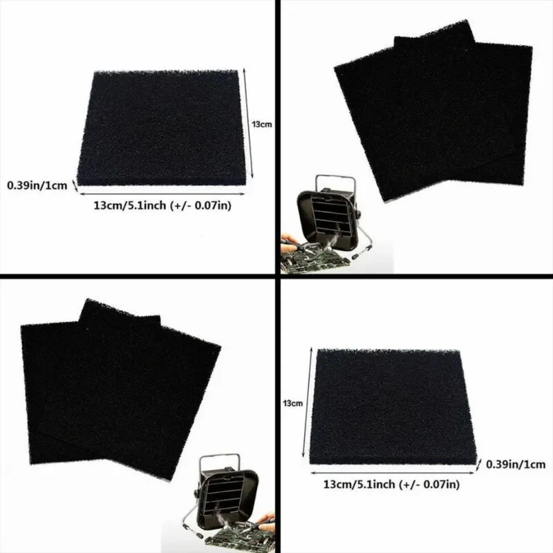 5 esponja de filtro de carbón activado negro de alta calidad, 13x13x1cm para 493 absorbente de humo de soldadura, esponja de escape ESD