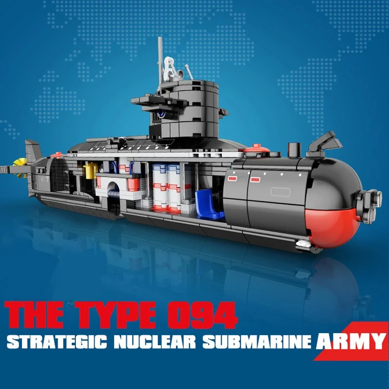 New Modern High Tech Military The Type 094 Strategic Nuclear Submarine Soldier Building Blocks Sets Model Dolls Brick Kids Toys