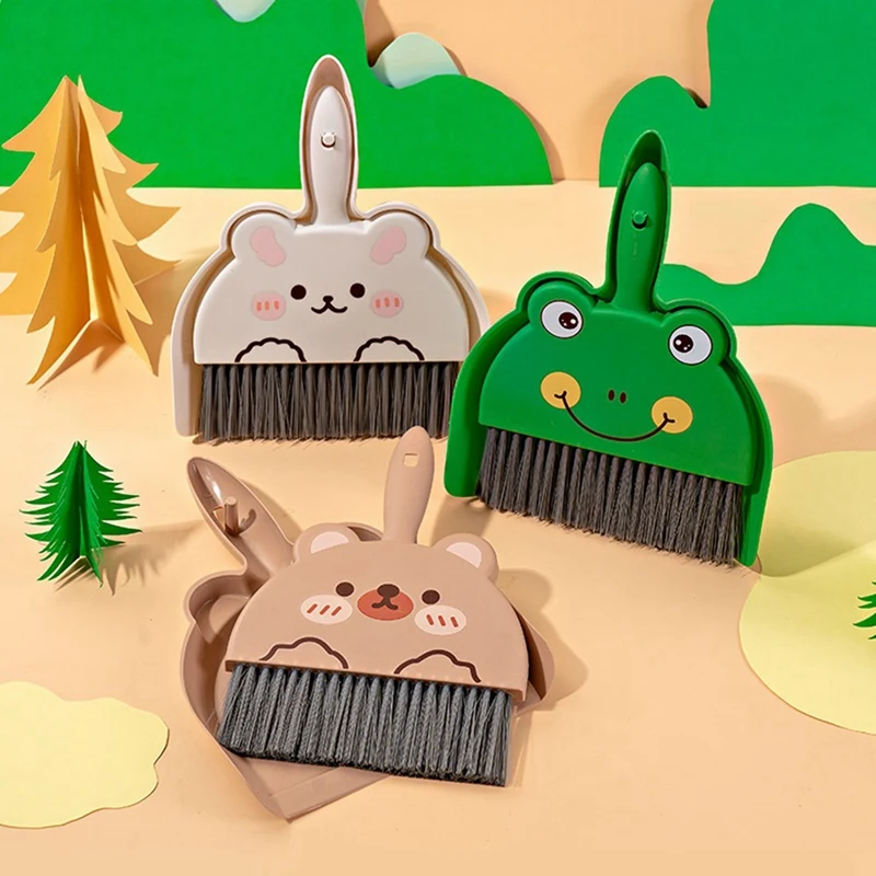 Mini Broom Dustpan Kids Cute Cartoon Small Cleaning Set Pretend Play Toys Toddler Little Housekeeping Helper Set