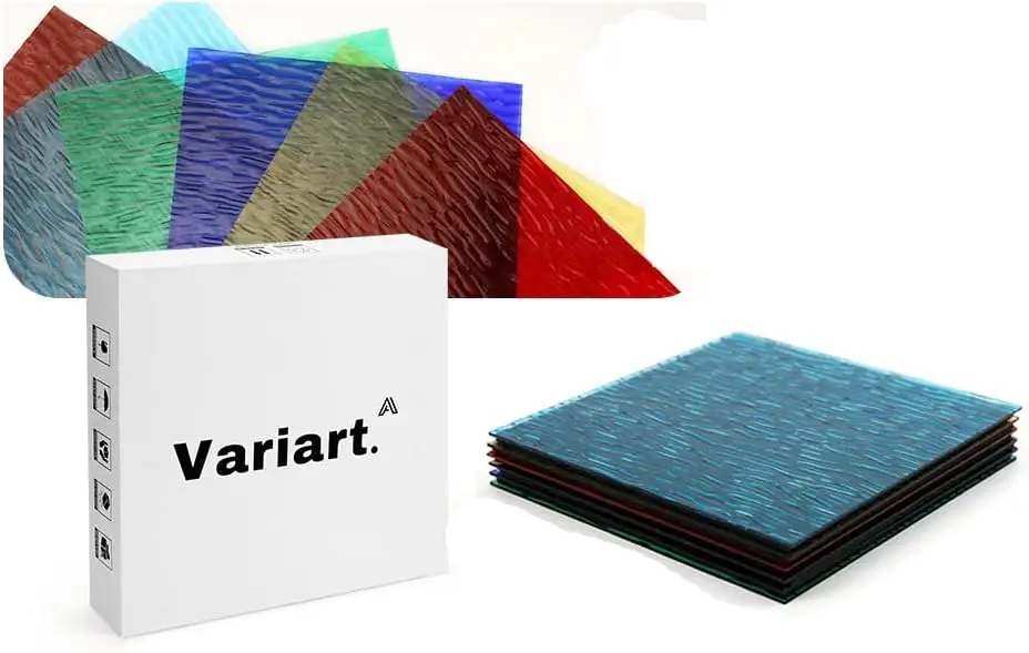 

Stained Glass Panels 12x12 inch,Clear Textured Stained Glass Sheets,Unleash Your Creativity with Easy-to-Cut Mosaic Stai