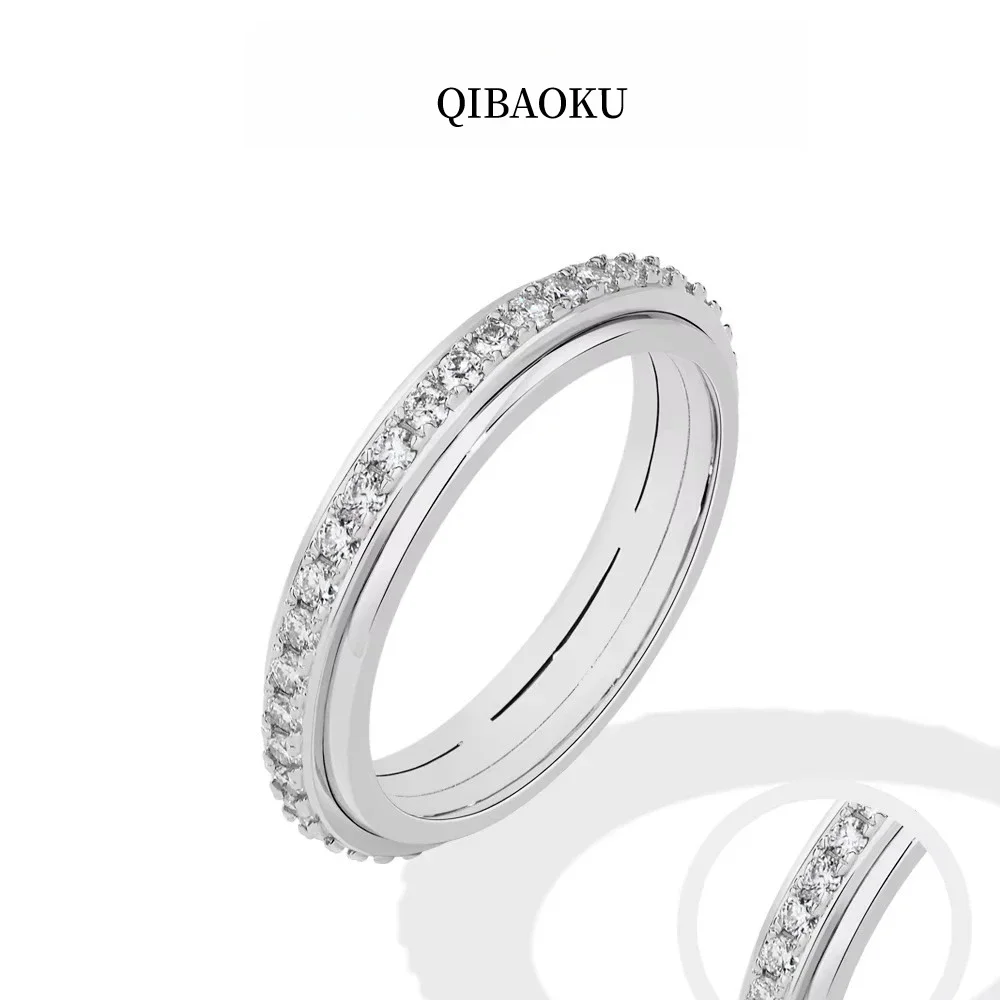 FCGJHW Moissanite Rotating Rings for Women Men S925 Sterling Silver Fidget Anxiety Ring Versatile Wear Simple Jewelry 2026