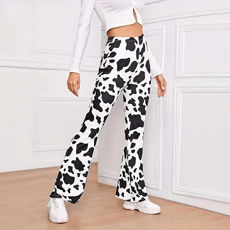 Women's Cow Print Brushed Flared Pants Micro Flared Pants Animal Print Zebra Print Stretch Fashion