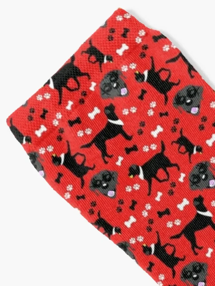 Black Lab Pattern Black Labradors in RED Socks Thermal man winter Toe sports hockey Socks Woman Men's