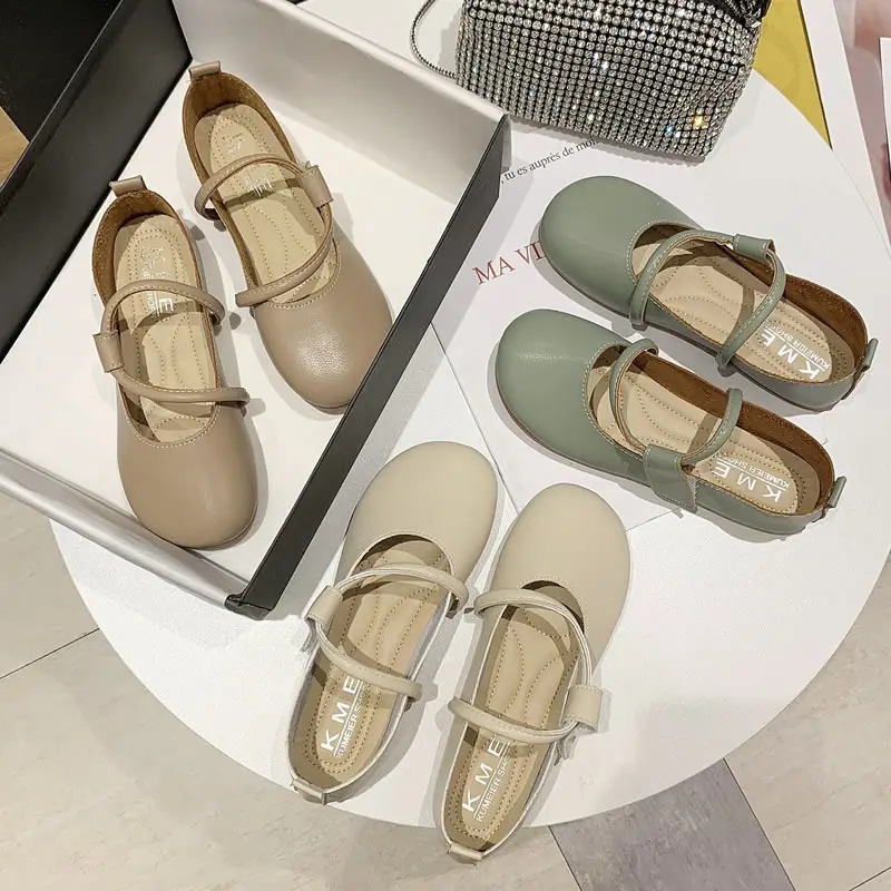 

Spring Ballet Flat Shoes Women Comfy Leather Shoes 2024 Women Luxury Women Square Toe Flat Mary Janes Ladies Shoes Double Buckle