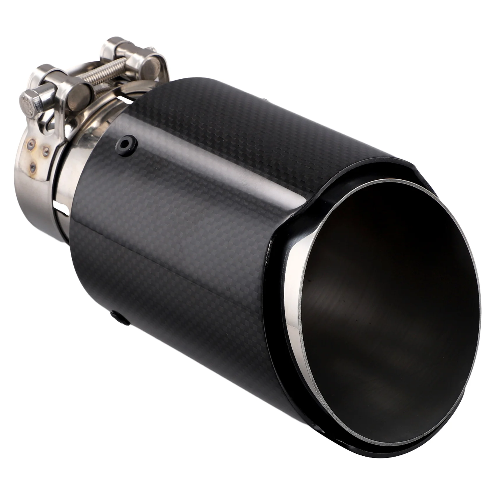 Car Bright Carbon Fiber Exhaust Tip 60-89MM Universal Car Exhaust Pipe Modification Tail Throat Clip-on Tail Pipe