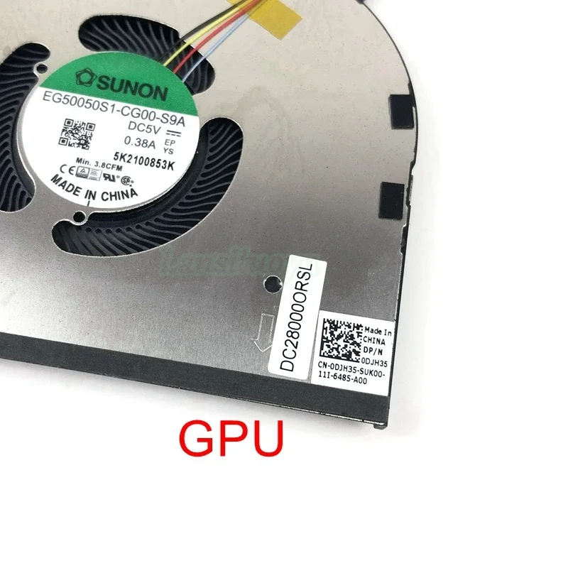 Dell Precision 5550 XPS 15 9500 쿨러 EG50050S1-CG30-S9A EG50050S1-CG00-S9A CN-0DJH35 009RK6 용 새 노트북 CPU GPU 냉각 팬
