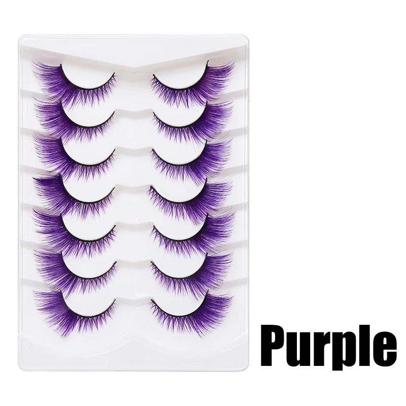 DINGSEN 1/5/10 Paar Bunte Flauschige Streifen-Wimpern Natürliche Weiche Wimpern Wispy Falsche Wimpern 3D Lockige Wimpern für Make-up – Detail 26
