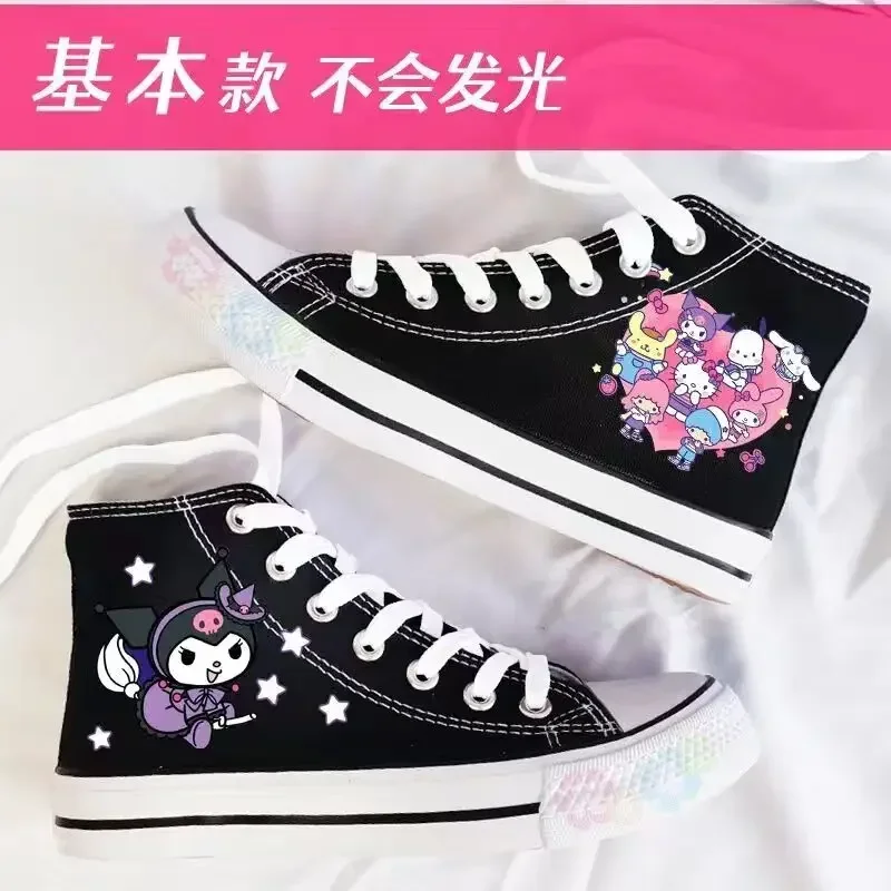 Korean Spring Autumn New Kuromi Canvas Shoes Girl High Top Canvas Shoes Leisure Students Fashion Women Shoes Skateboarding Shoes