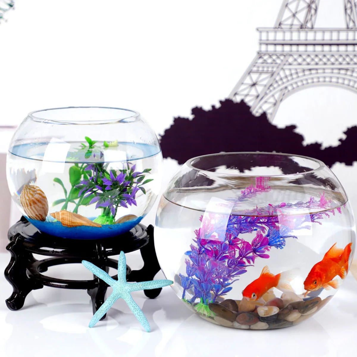

Round Fish Tank 20Cm Glass Miniature Underwater Landscape Ecological Globe Fish Bowl for Home Terrarium Glass Aquariums