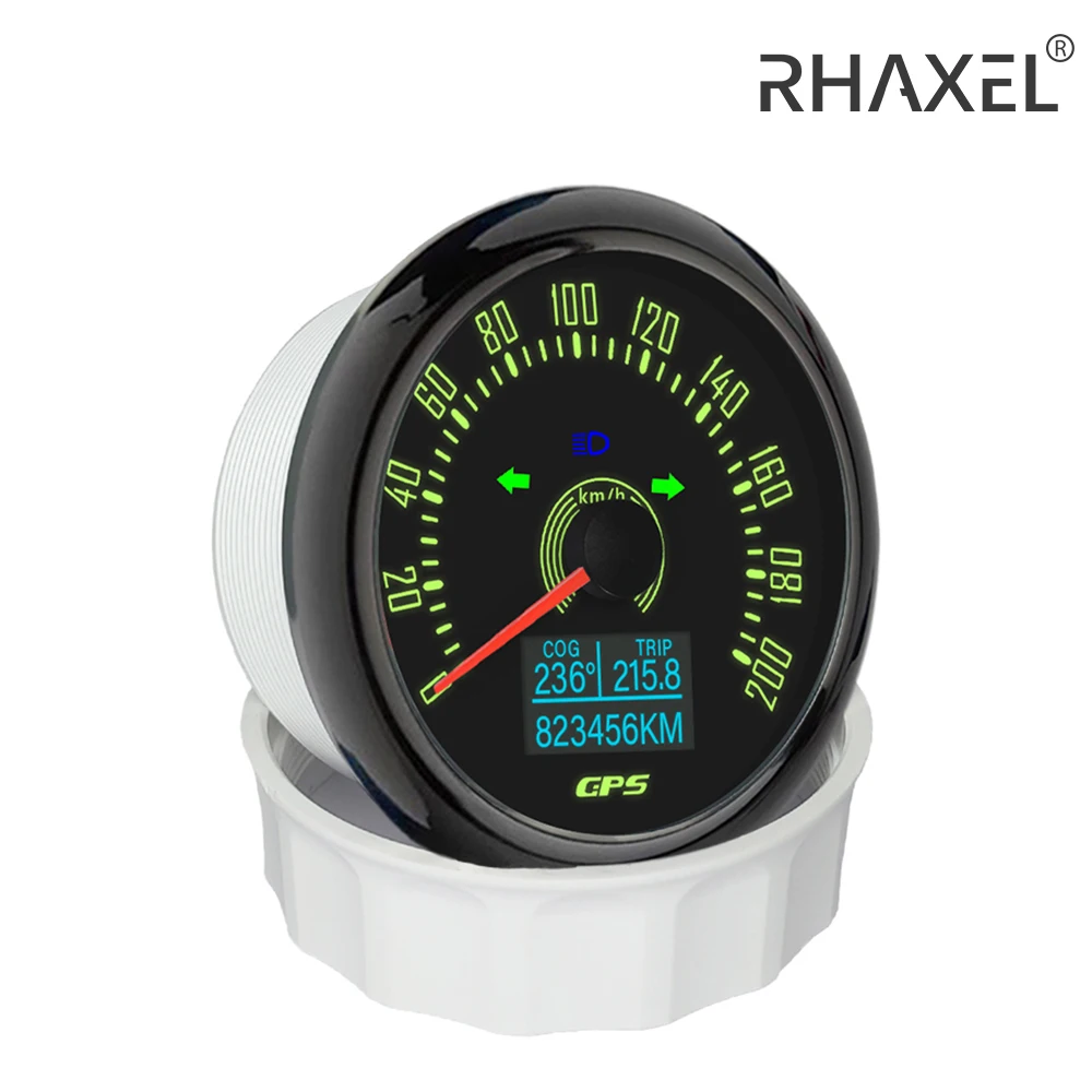 

RHAXEL 85mm GPS Speedometer Odometer 0-160MPH with 7 Backlights for Boat Auto Truck Motorcycle 9-32V