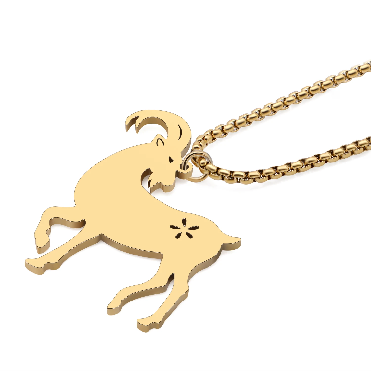 BONSNY Stainless Steel Goat Necklace Gold Plated Silver Sheep Pendant Chain For Women Girls Kids Birthday Charm Gifts Jewelry