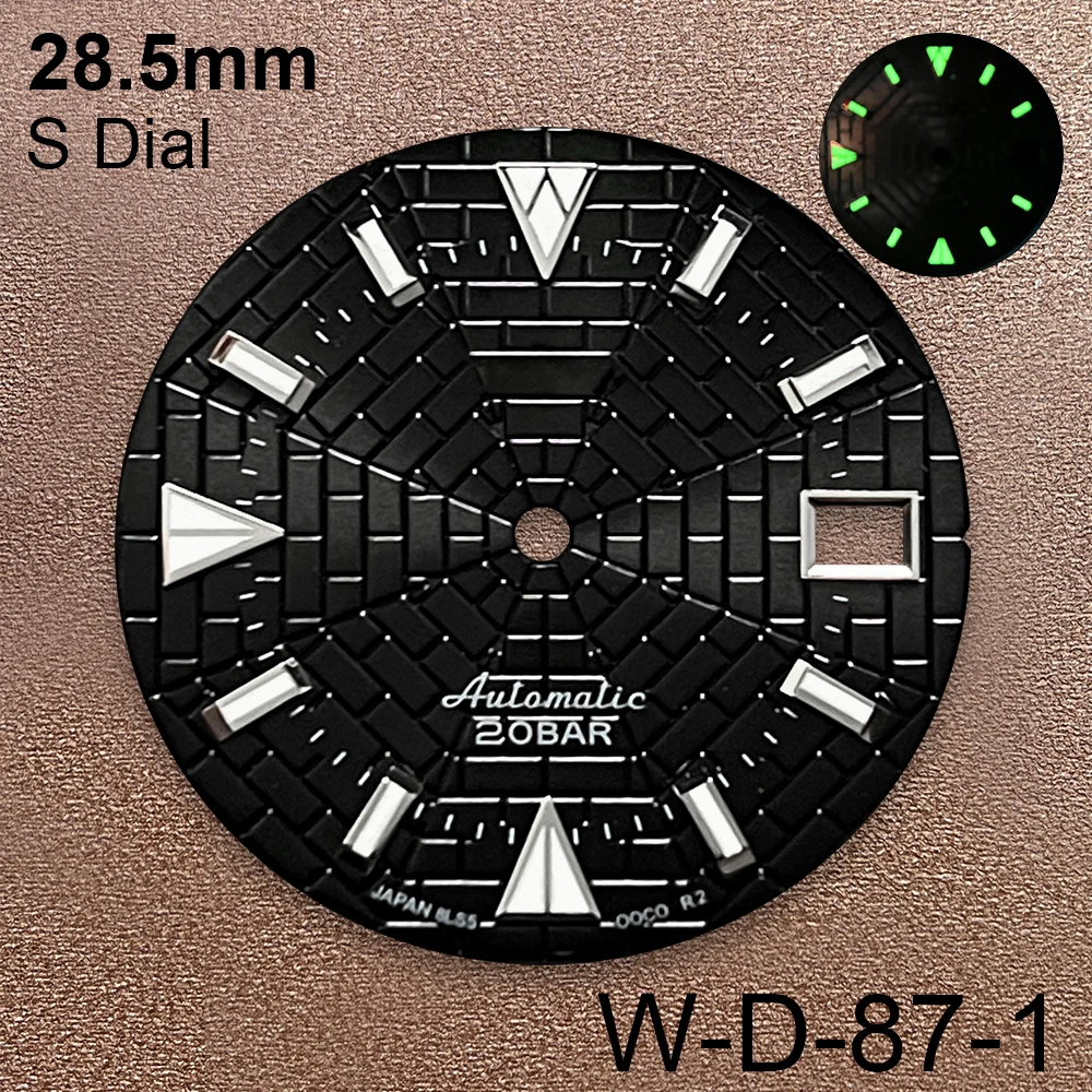 28.5mm S Logo NH35 Spider Web Dial Suitable For NH35/NH36 Movement Automatic Green Luminou Watch Modification Accessories