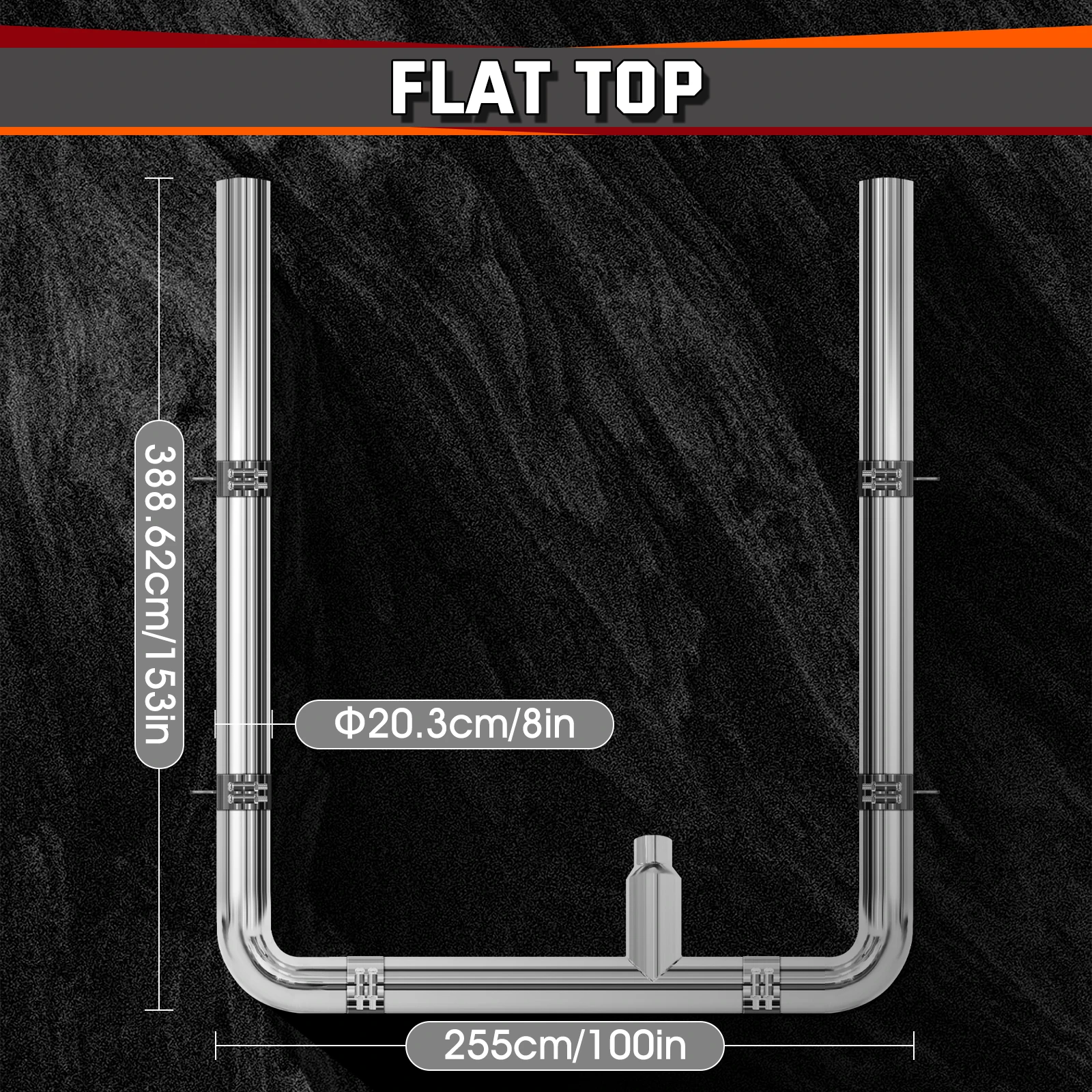 

Оптовая цена на заказ 8-дюймовый прямой хромированный комплект выхлопных стеков с плоским верхом и коленкой 60 градусов