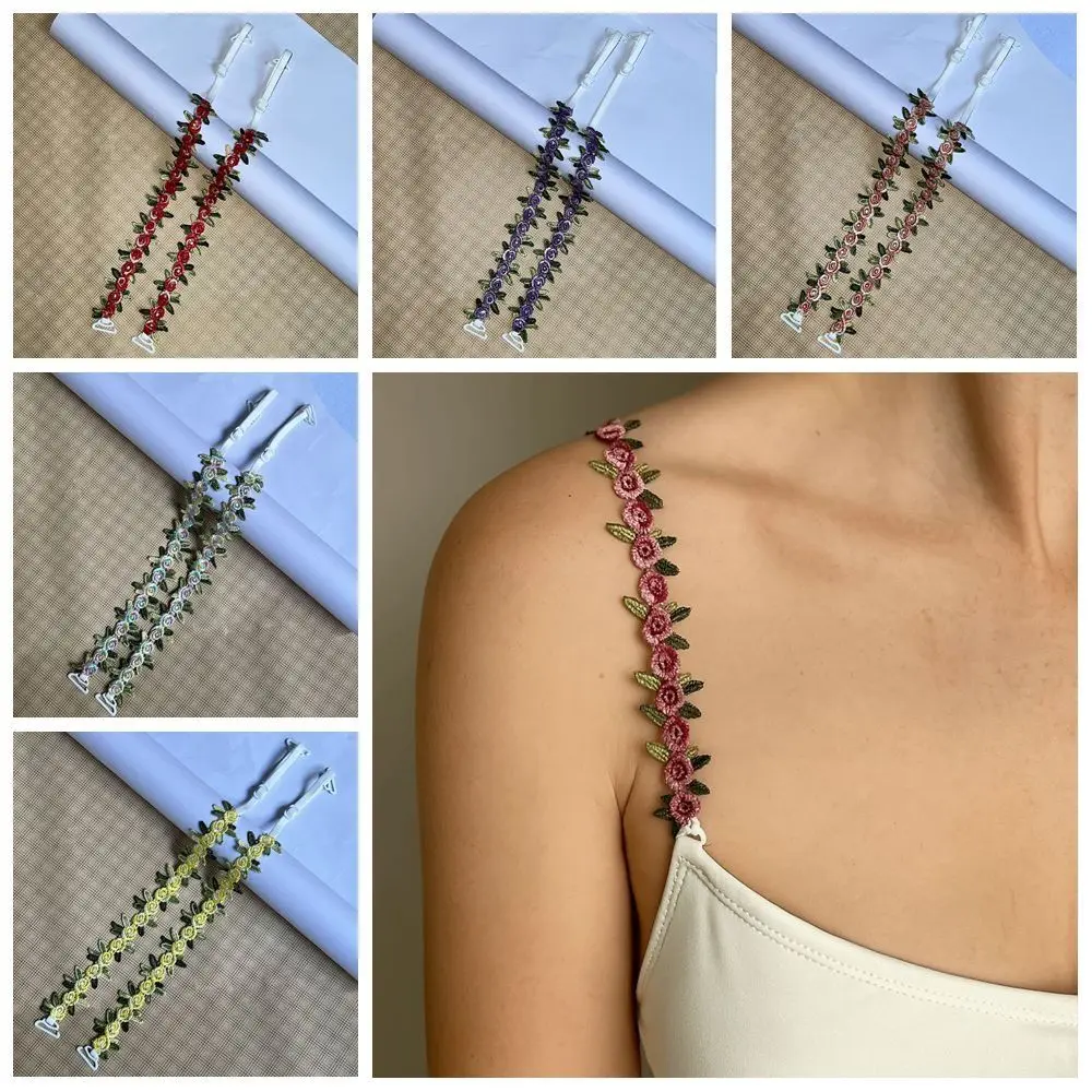 

New Removable Floral Bra Straps Lace Polyester Floral Shoulder Belts Decorative Adjustable Bra Straps Replacement