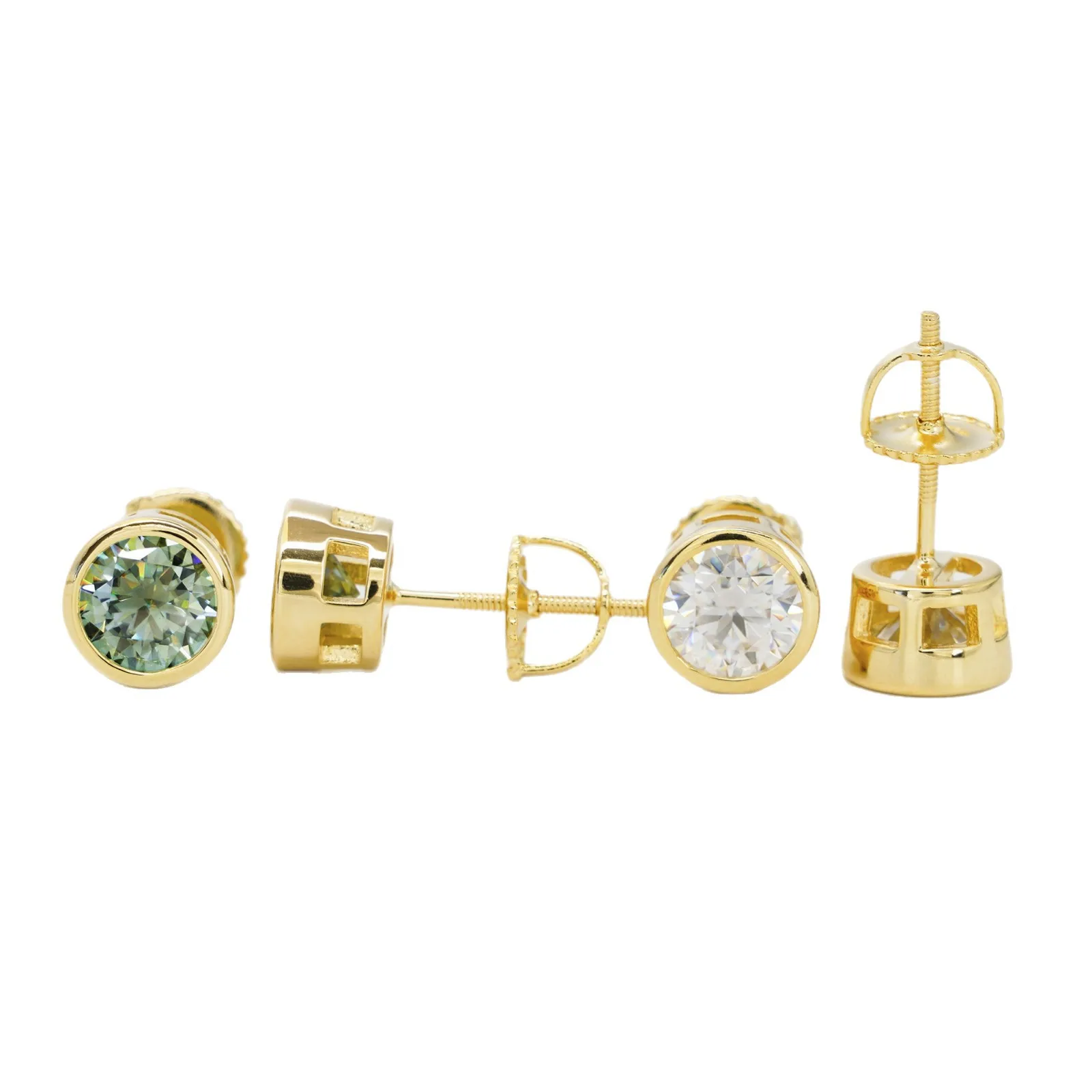 

925 Silver Iced D Color Moissanite Bubble Stud Earrings Women Screwback Hiphop Jewelry White Gold Plated Pass Tester with Gra