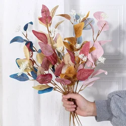 Hojas artificiales de eucalipto con frutas para decoración del hogar, flores falsas, plantas verdes, 50cm