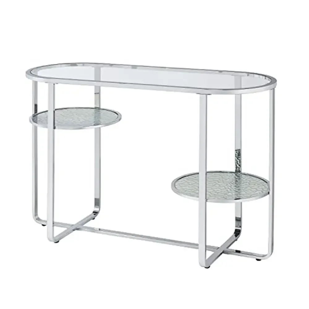 Luxury Glam Steel Glass Top Mirror Sofa Table 42