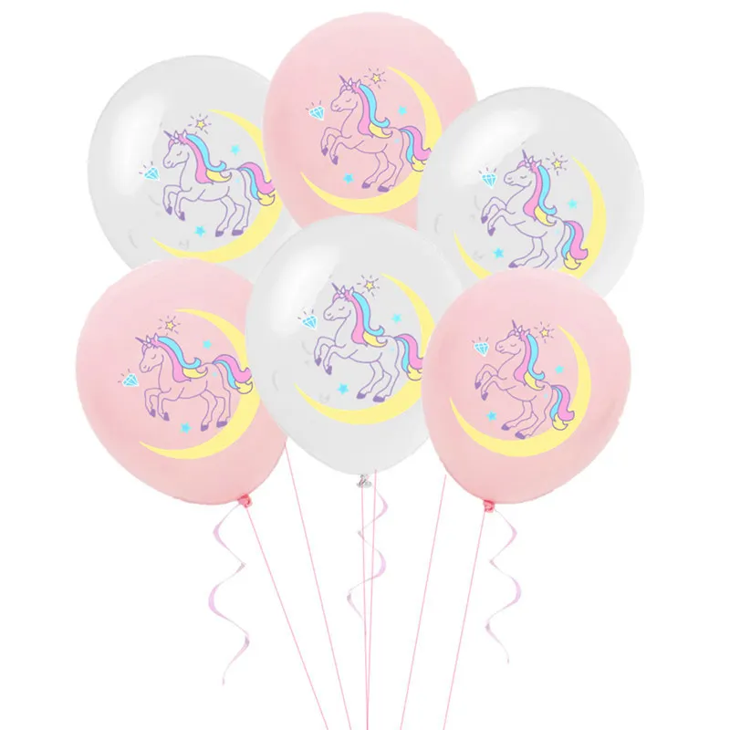 10pcs/lot Cartoon Unicorn Pink And Gray Latex Balloons With Sequin Balloons For Birthday Party Decorations