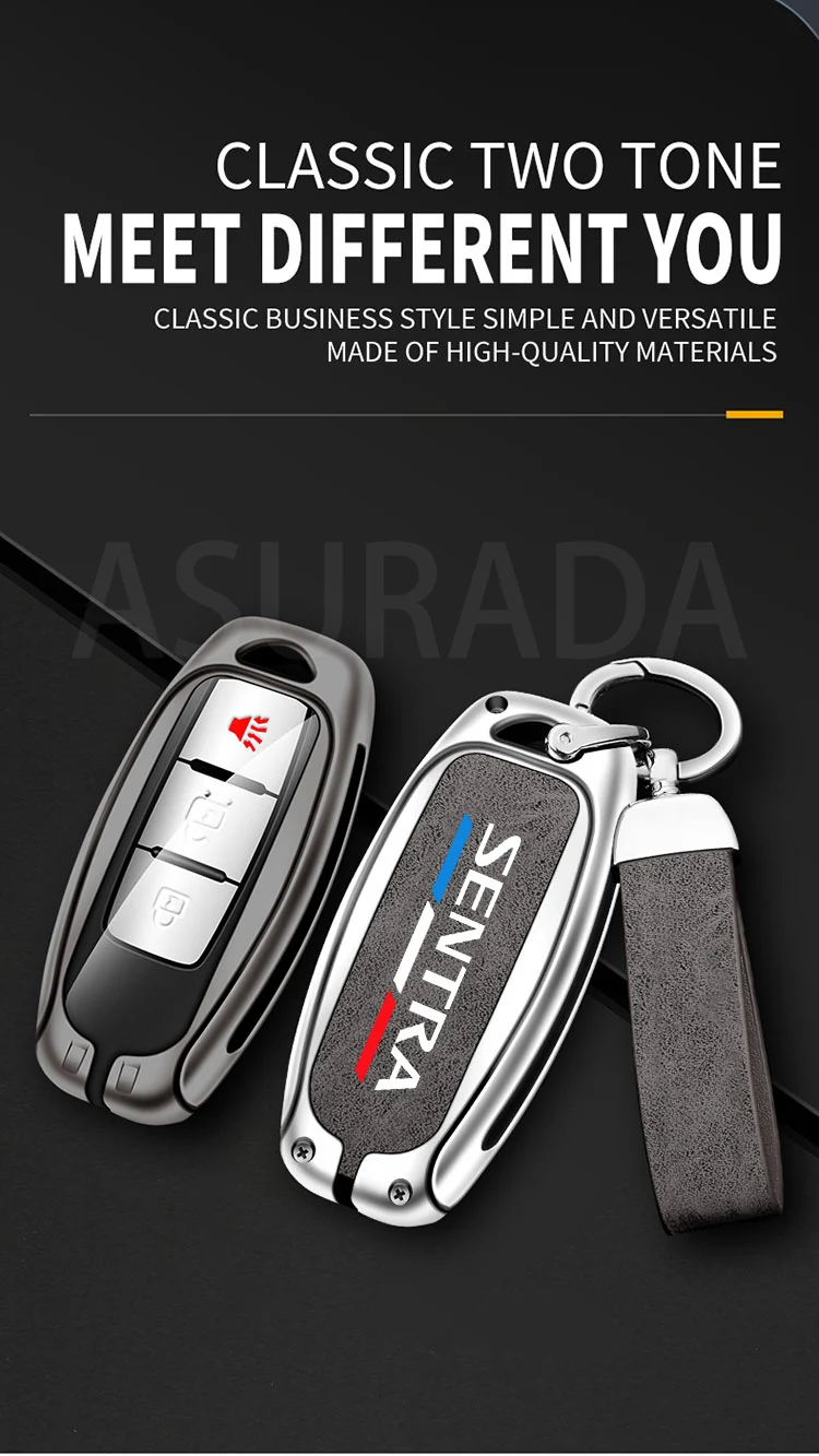 Car TPU Zinc Alloy Key Case Bag For Nissan Sentra 2013-2020 Car Key Chain Car Metal Key Shell Interior Decoration Accessories