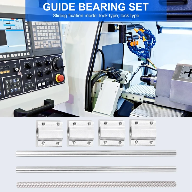 SEWS-15Pcs 200Mm Optical Axis Guide Bearing Housings Aluminum Rail Shaft Lead Screw Rod Slide Bushing Shaft Coupling Cnc Parts