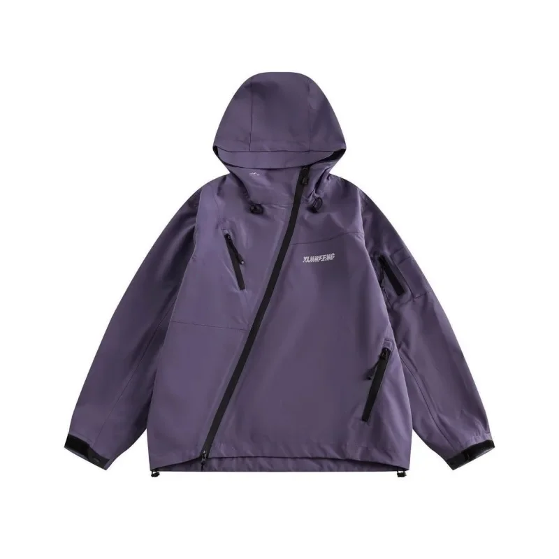 Spring Functional Hoodies Harajuku Punk Hooded Jackets Diagonal Zipper Techwear Women Japanese Windbreak Outdoor Streetwear