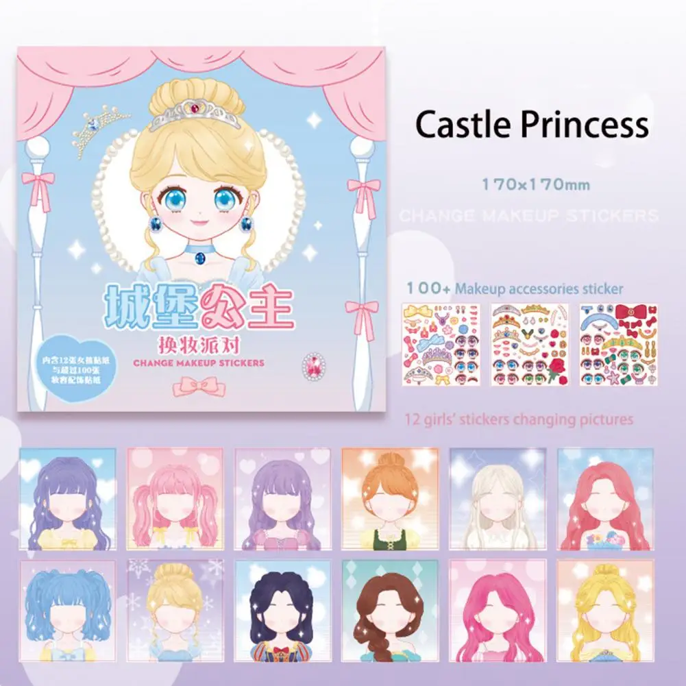 Enhance Creativity No Residue Princess Make-a-face Sticker Gift Rewards